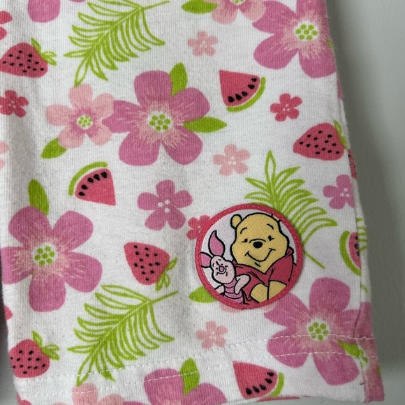 Disney Winnie The Pooh & Piglet Fruit AOP Watermelon Floral Strawberry Shorts - Picture 2 of 5